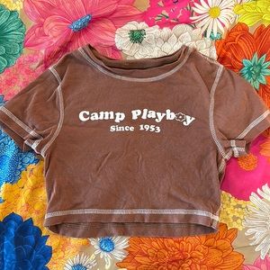 Playboy By PacSun Camp Baby T-Shirt (brown) - XS